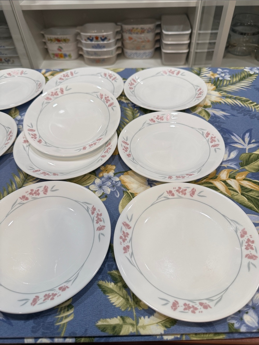 Corelle Silk Blossoms Dessert Dishes set of ten - Picture 3 of 7